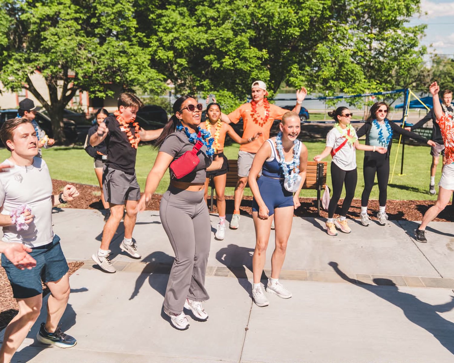 The RWC Denver crowd dancing together in the middle of the day