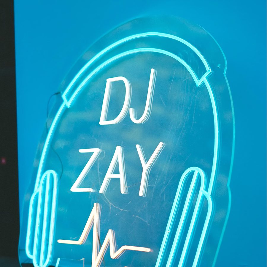 The DJ Zay neon headphones sign